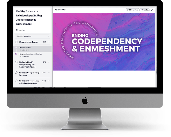 A desktop screen showcasing the Ending Codependency & Enmeshment Course