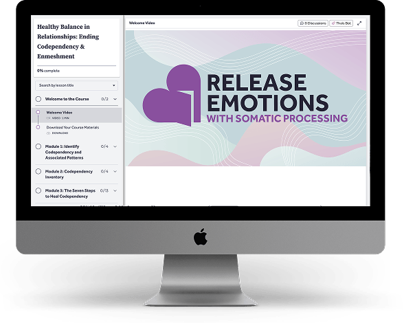 A desktop screen showcasing the Release Emotions with Somatic Processing Course