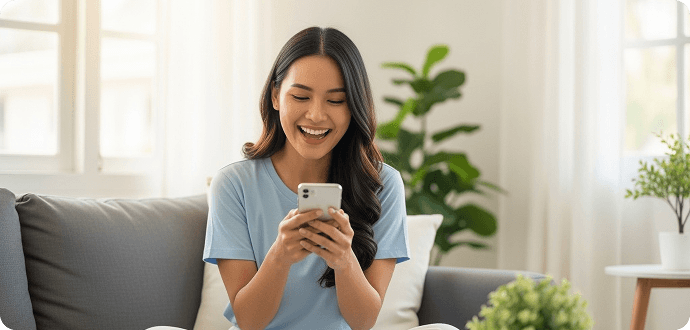 A woman texting on her phone